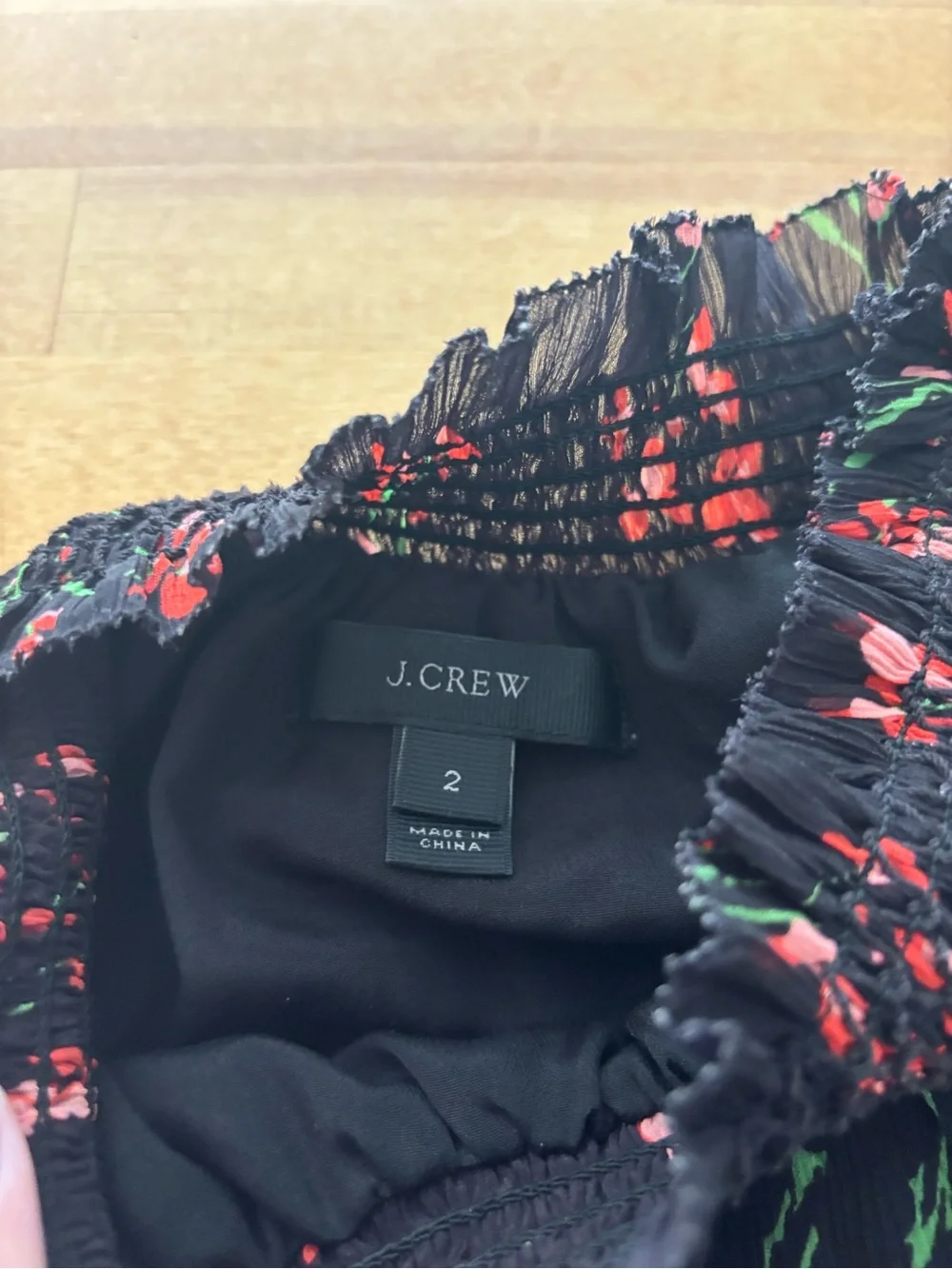 J. Crew Black Floral Ruffle Hem Sleeveless Blouse - size 2